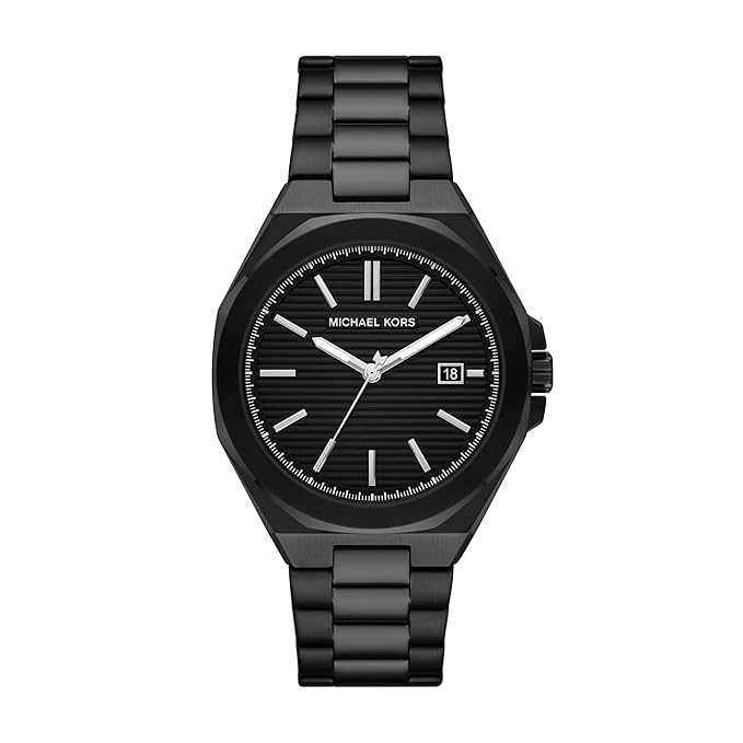 Michael Kors Callum black dial stainless steel watch with date window