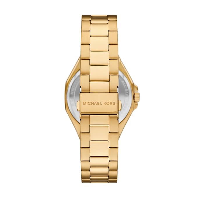 Gold bracelet back and caseback of Michael Kors Callum watch MKO1241