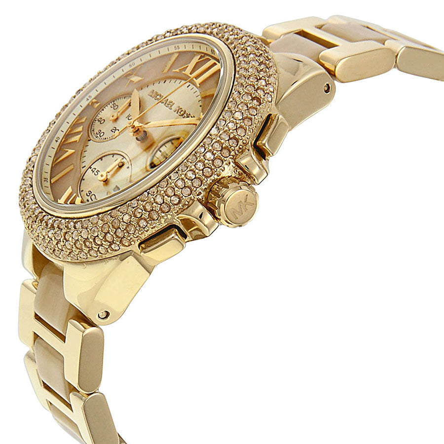 Michael Kors Camille Chronograph Champagne Dial Gold-tone and Horn Acetate Ladies Watch MK5902 - The Watches Men & CO #2