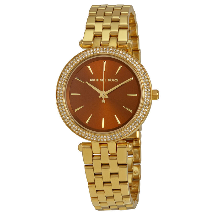 Michael Kors Darci Mini gold-tone watch with tortoiseshell dial and crystal bezel