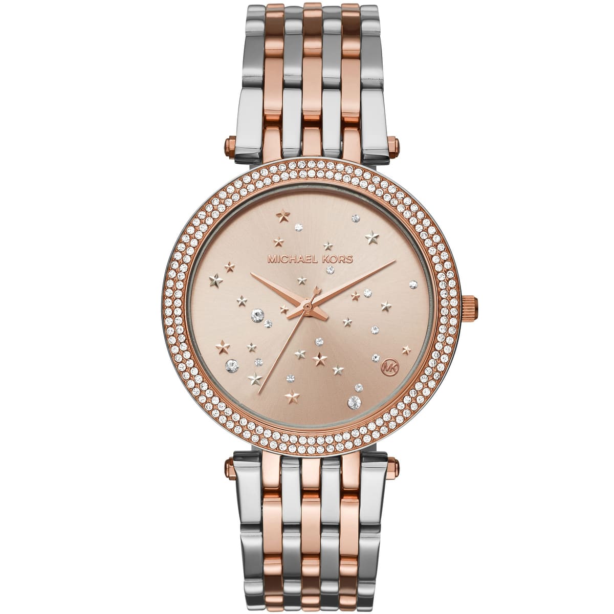 Michael Kors rose gold Darci women's watch with crystal bezel and star dial details