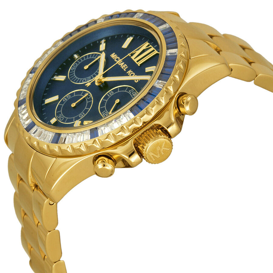 Michael Kors Everest MK5754 side angle view showing gold-tone case and chronograph subdials