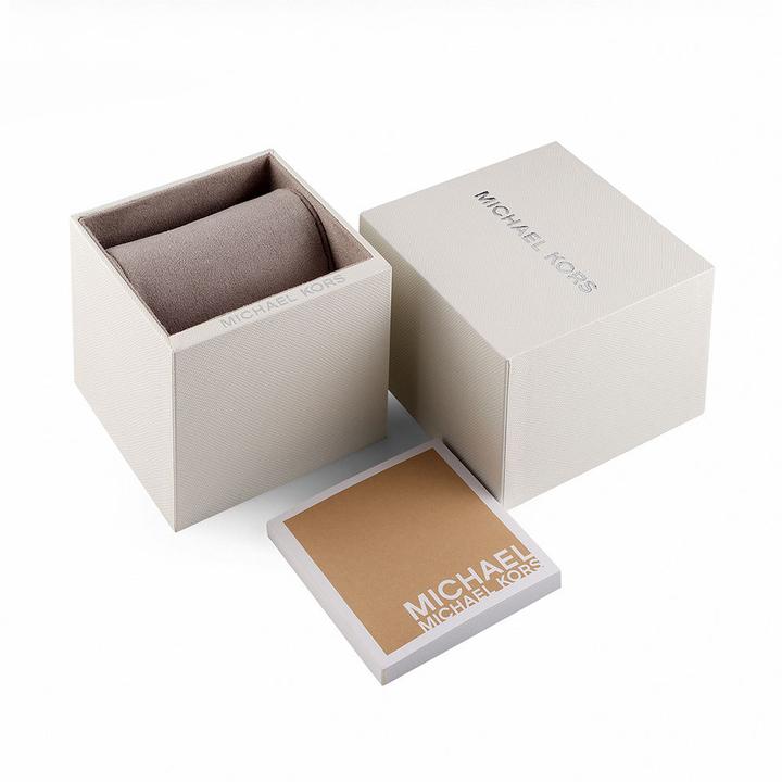 Michael Kors Everest watch presentation box with white case and interior packaging