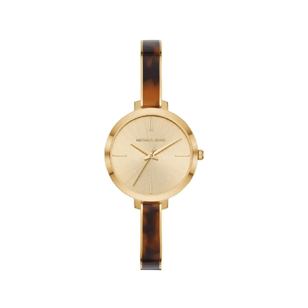 Michael Kors Jaryn women's watch with gold dial and tortoiseshell strap