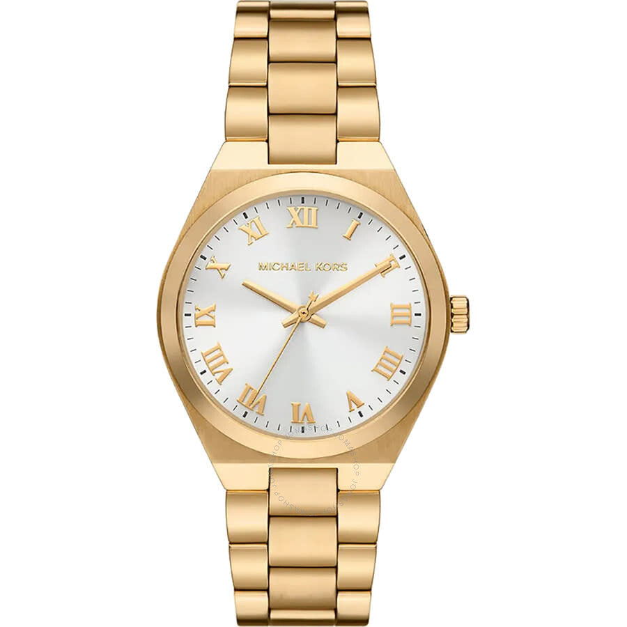 Michael Kors Lenox gold-tone ladies watch with white dial and Roman numeral markers