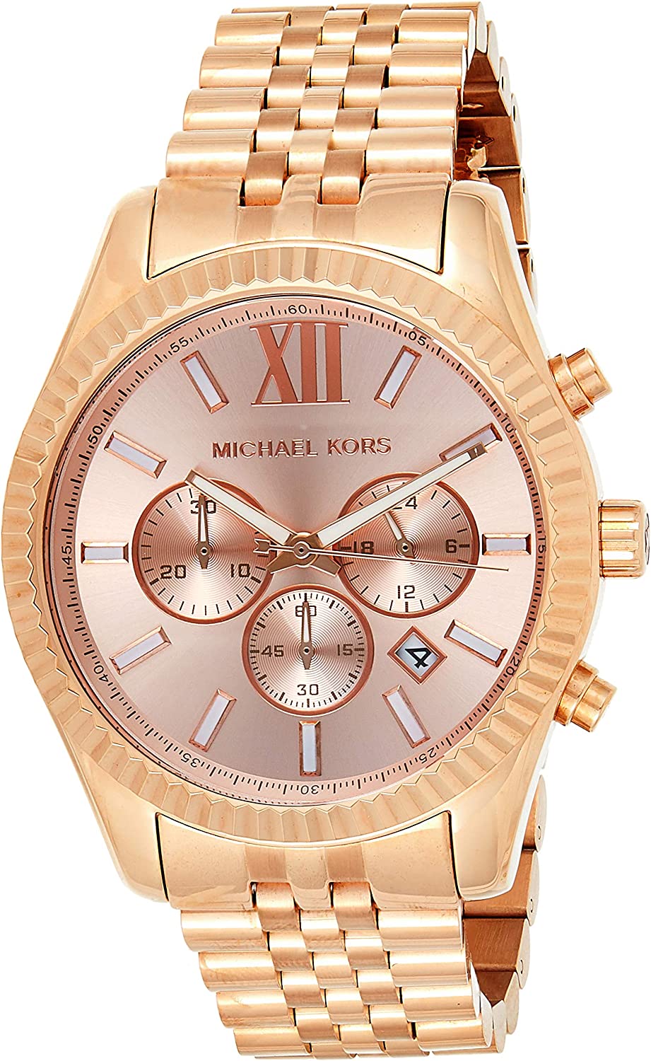 Michael Kors Lexington Chronograph Rose Dial Rose Gold-plated Men’s Watch MK8319 - Watch