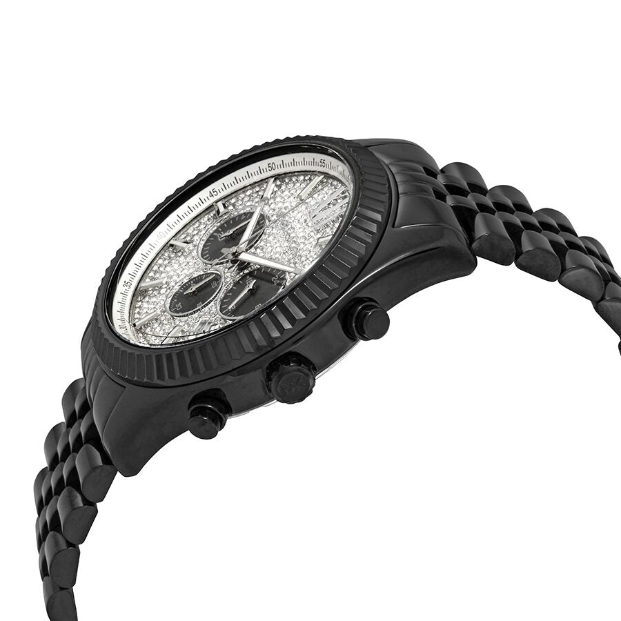 Michael Kors Lexington Chronograph Silver Crystal Pave Dial Men's Watch MK8605 - The Watches Men & CO #2