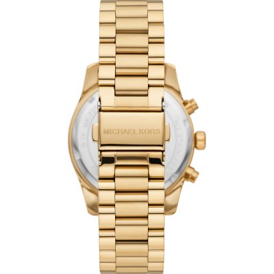 Michael Kors Lexington MK7241 watch caseback showing gold-tone stainless steel back