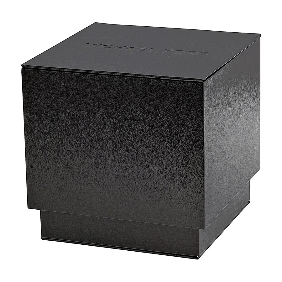 Michael Kors Lexington Petite watch in black presentation box with logo