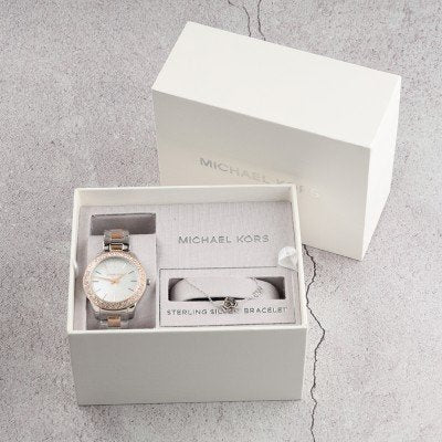 Michael Kors Liliane MK1048 giftset box containing watch and sterling silver bracelet