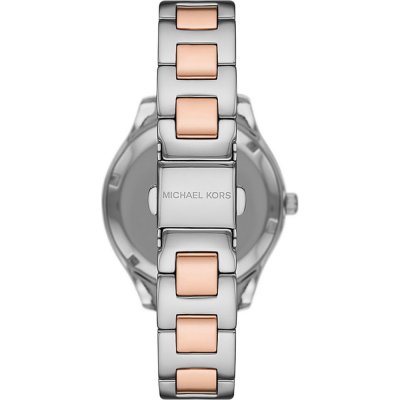 Back view of MK1048 Liliane two-tone stainless steel watch showing case and bracelet design