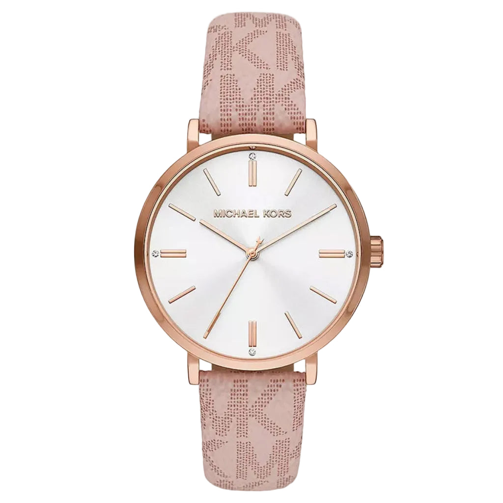 Michael Kors Addyson White Dial Ballet Pink PVC Strap Women's Watch - MK2947