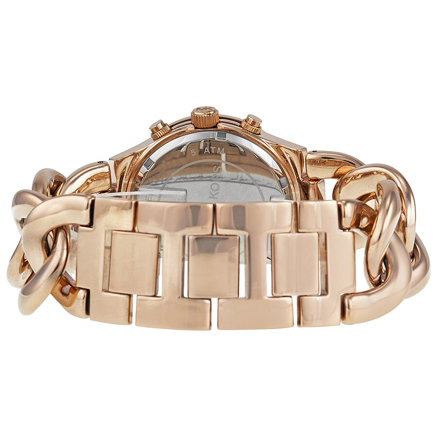Michael Kors MK3247 rose gold bracelet and caseback detail view
