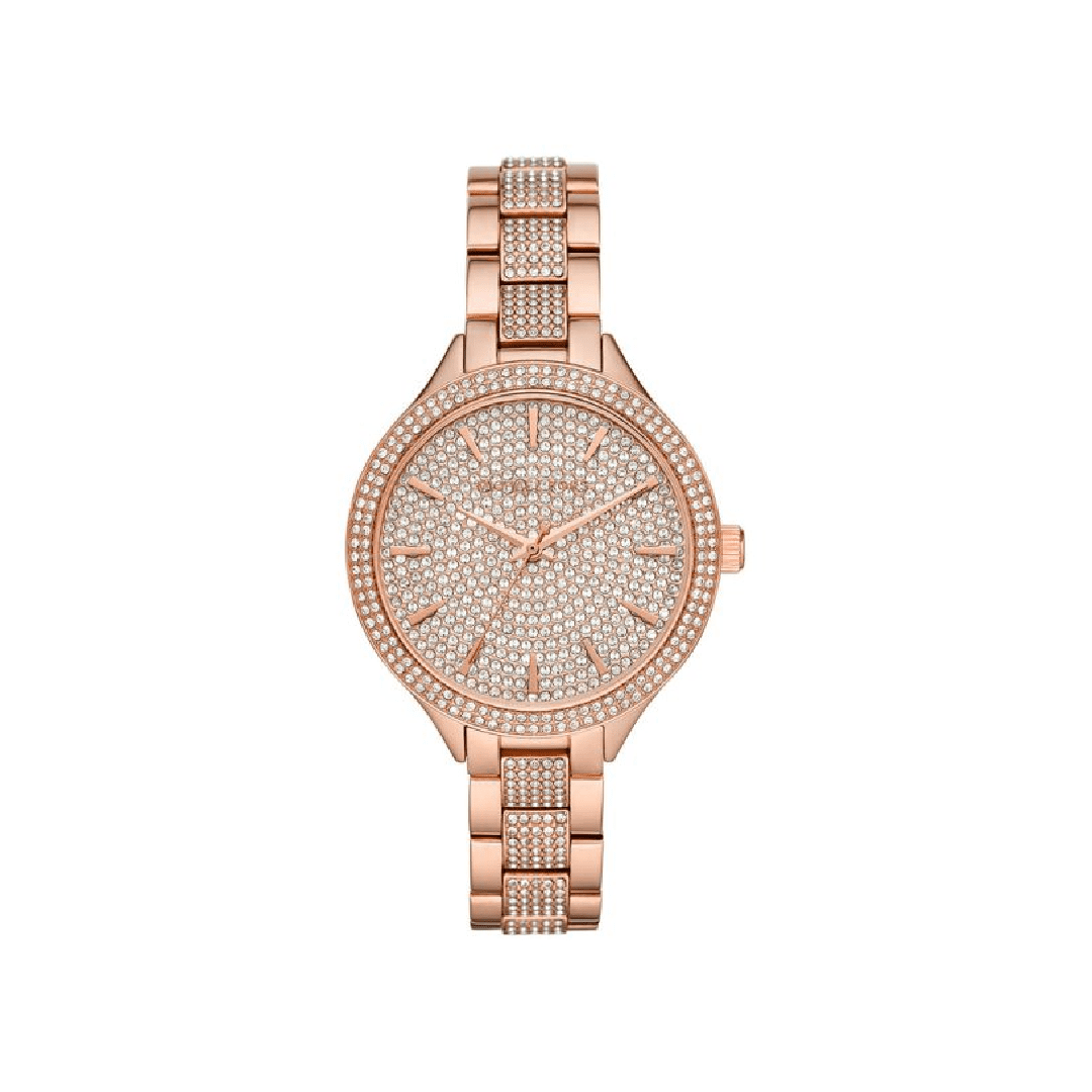 Michael Kors MK3799 rose gold-tone women's watch with crystal-embellished dial and bracelet