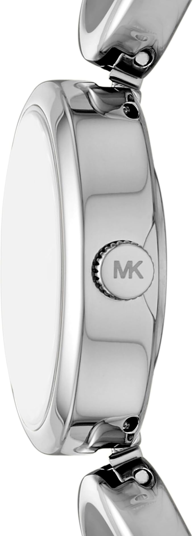 Michael Kors MK4958 side profile showing case thickness and MK logo on bracelet