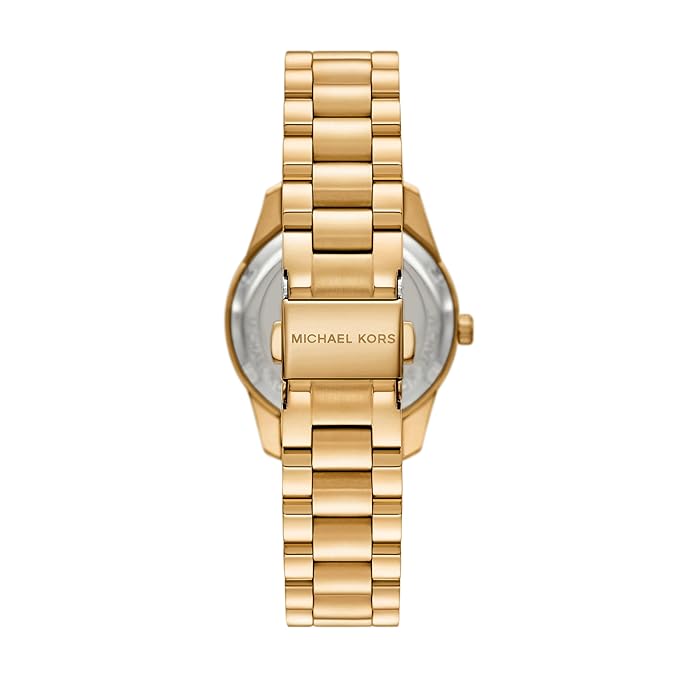Michael Kors MK4982 caseback showing gold stainless steel case and bracelet