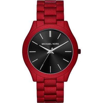 Michael Kors MK8712 Runway Slim watch with red case and bracelet, black dial