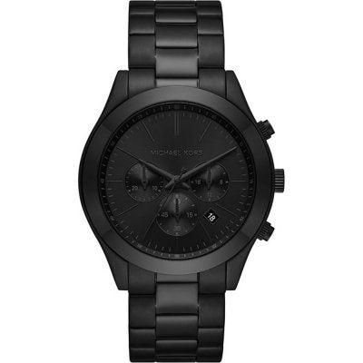 Michael Kors MK8919 black stainless steel chronograph watch with subdials and date window