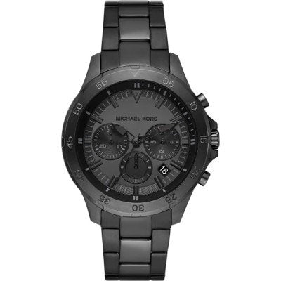 Michael Kors MK9109 Grayson black chronograph watch with dark dial and stainless steel bracelet