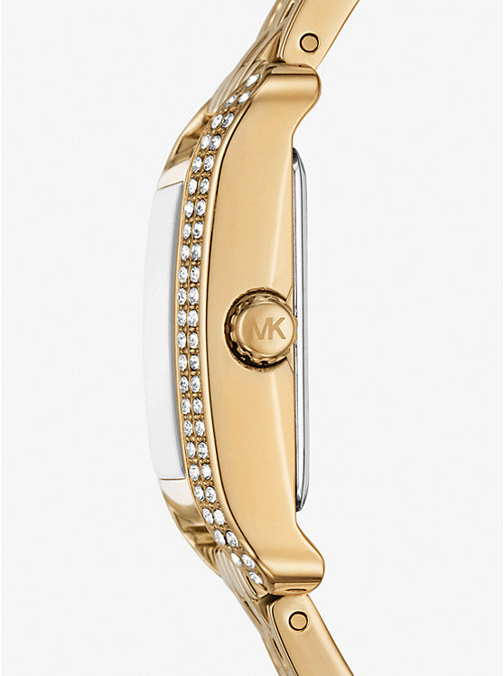 Michael Kors Monroe Pave Crystals White Dial Gold Steel Strap Watch for Women - MKO1034 mk01034 - Image 2