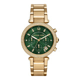 Michael Kors Parker Chronograph Green Dial Gold Ladies Watch MK6263 - The Watches Men & CO