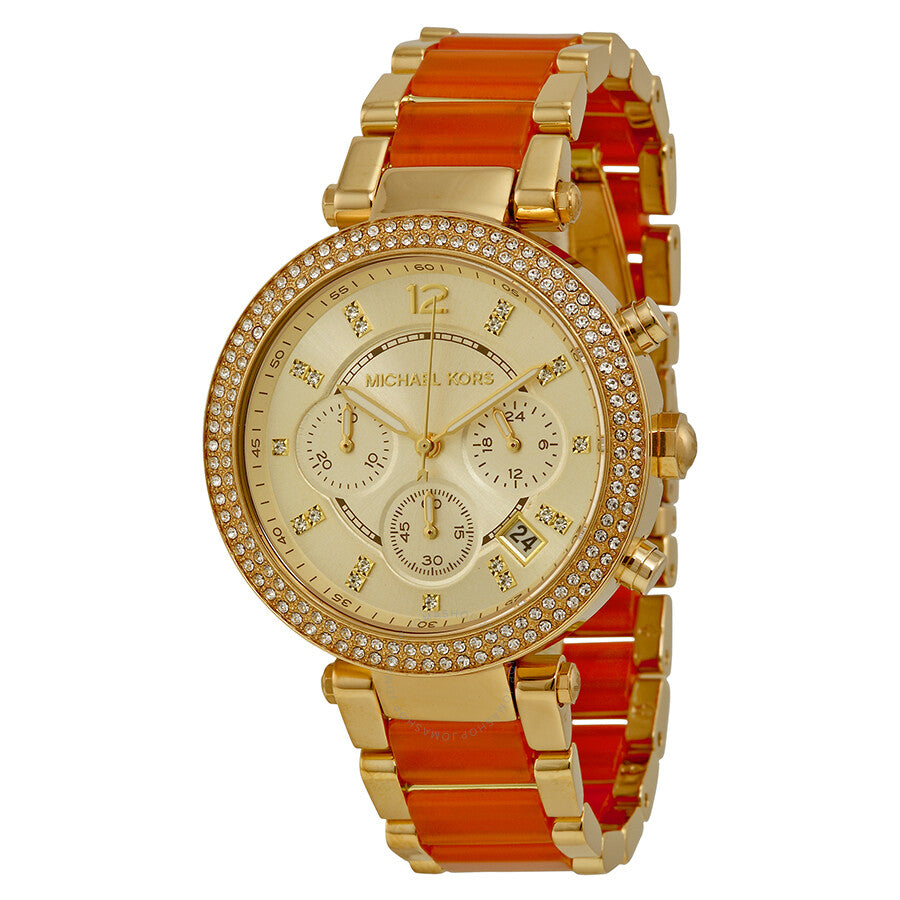 Michael Kors Parker Multi-Function Champagne Dial Ladies Watch MK6139 - The Watches Men & CO