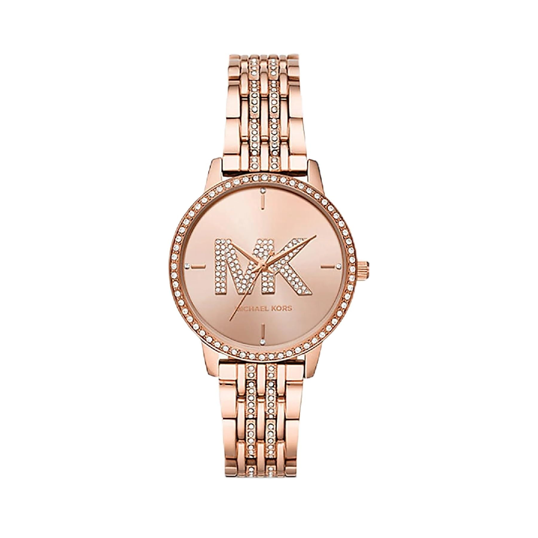 Michael Kors Pyper MK4372 rose gold quartz women's watch with crystal bezel and dial