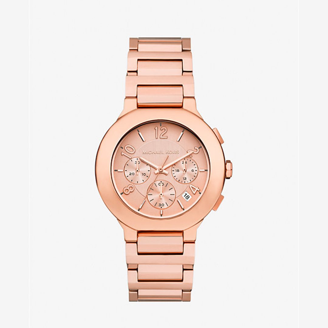 Michael Kors Pyper MK7521 rose gold chronograph watch with rose gold metal bracelet