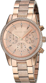 Michael Kors Ritz Chronograph Rose Gold Tone Women's Watch MK6598 - The Watches Men & CO