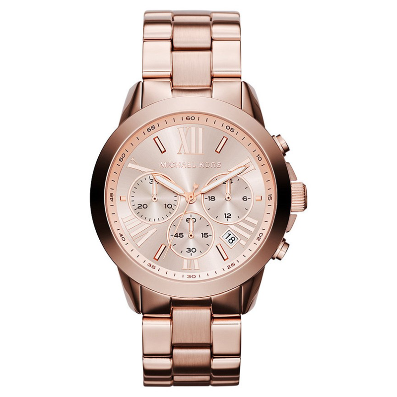 Michael Kors Runway MK5778 rose gold chronograph watch with matching rose gold steel bracelet