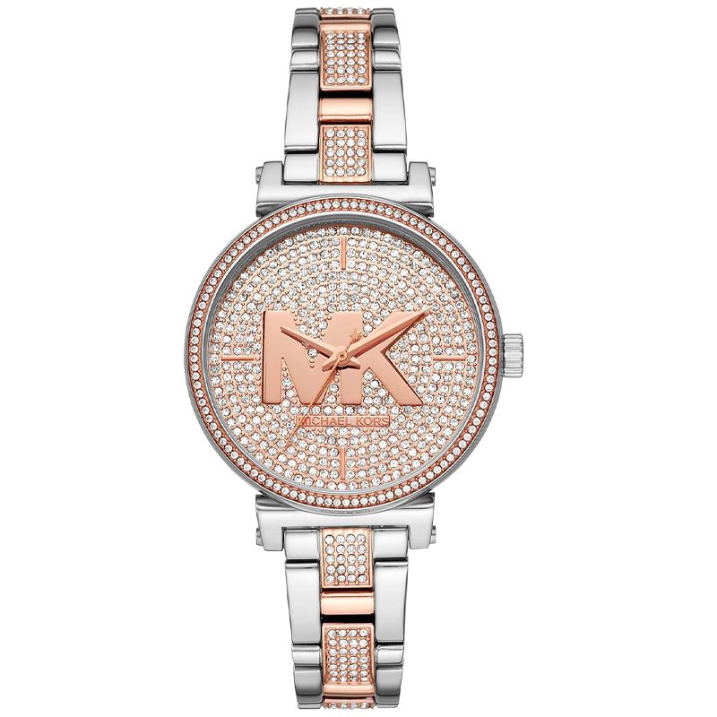 Michael Kors Sofie Crystals Glitz rose gold dial watch with two-tone steel and crystal strap