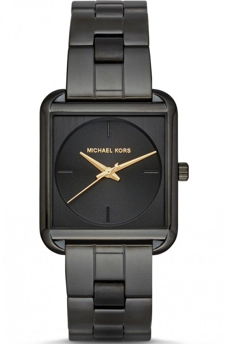 Michael Kors Square Lake black tone women's watch with black dial and gold-tone hands