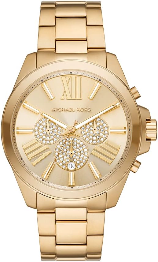 Michael Kors Wren gold-tone chronograph watch with crystalized subdials and Roman numeral dial