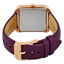 Michael Kors Lake MK2585 watch caseback view showing rose gold case and burgundy leather strap