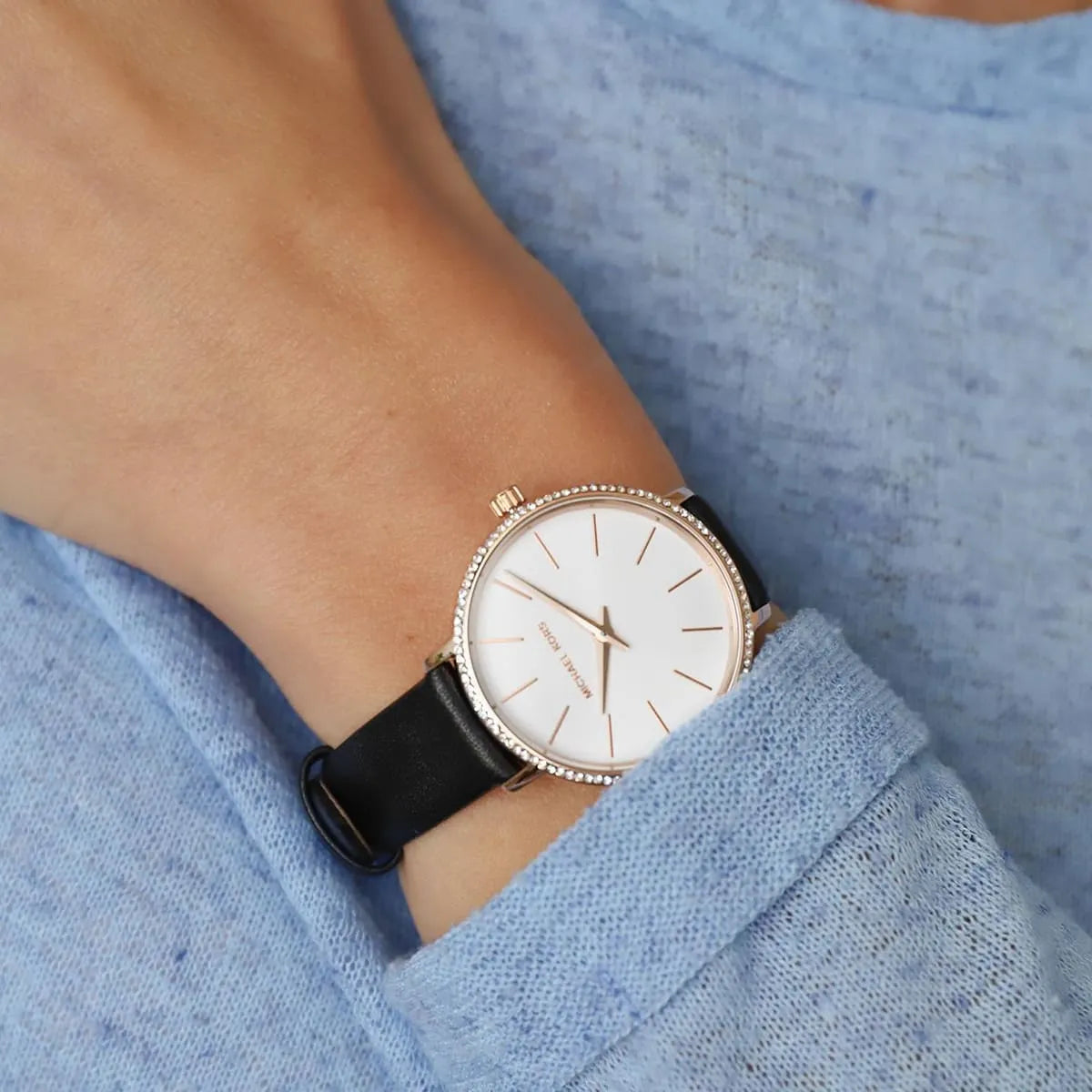 Michael Kors Pyper Black Leather Strap Women's Watch - MK2835