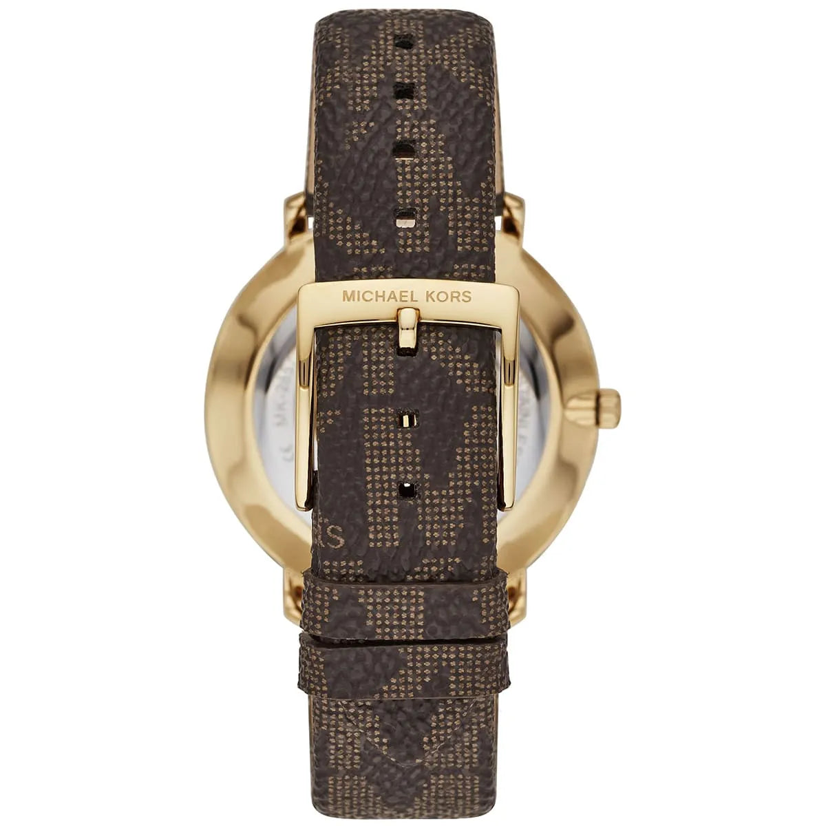 Michael Kors Pyper White Dial Brown Coated Canvas Strap Women's Watch - MK2857