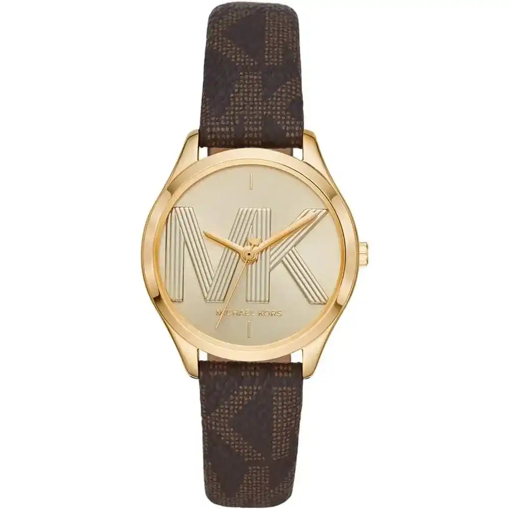 Michael Kors Jaycie Three-Hand Gold Dial Brown Genuine Leather Women's Watch - MK2862