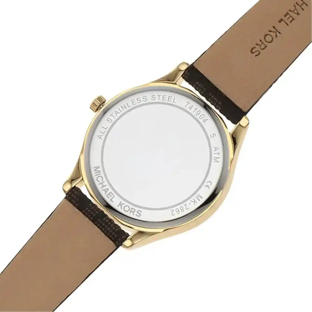 Michael Kors Jaycie Three-Hand Gold Dial Brown Genuine Leather Women's Watch - MK2862