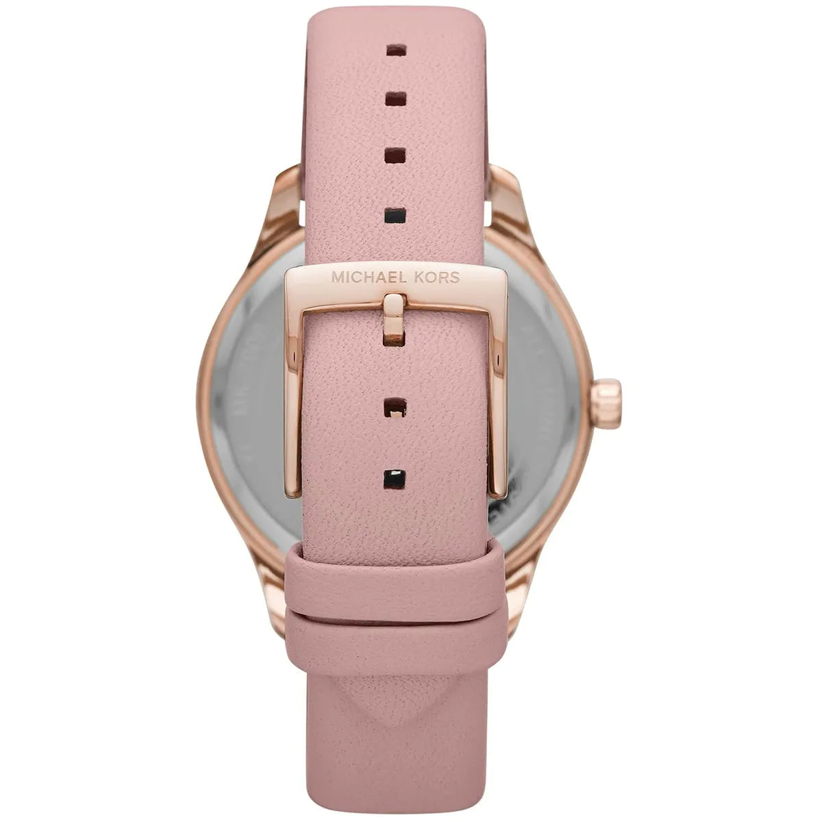 Michael Kors Layton Three-Hand White Dial Pink Leather Strap Women's Watch - MK2909