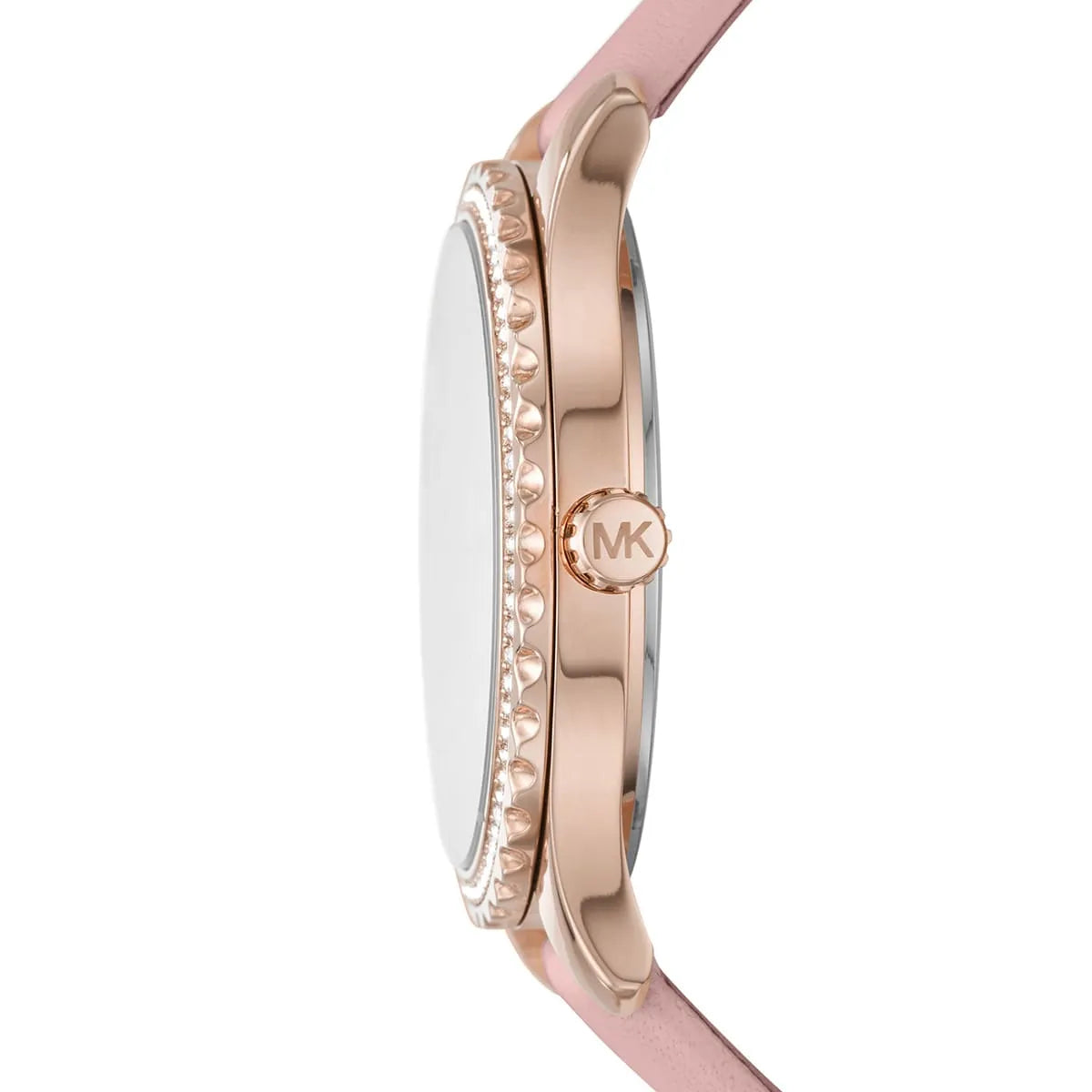 Michael Kors Layton Three-Hand White Dial Pink Leather Strap Women's Watch - MK2909