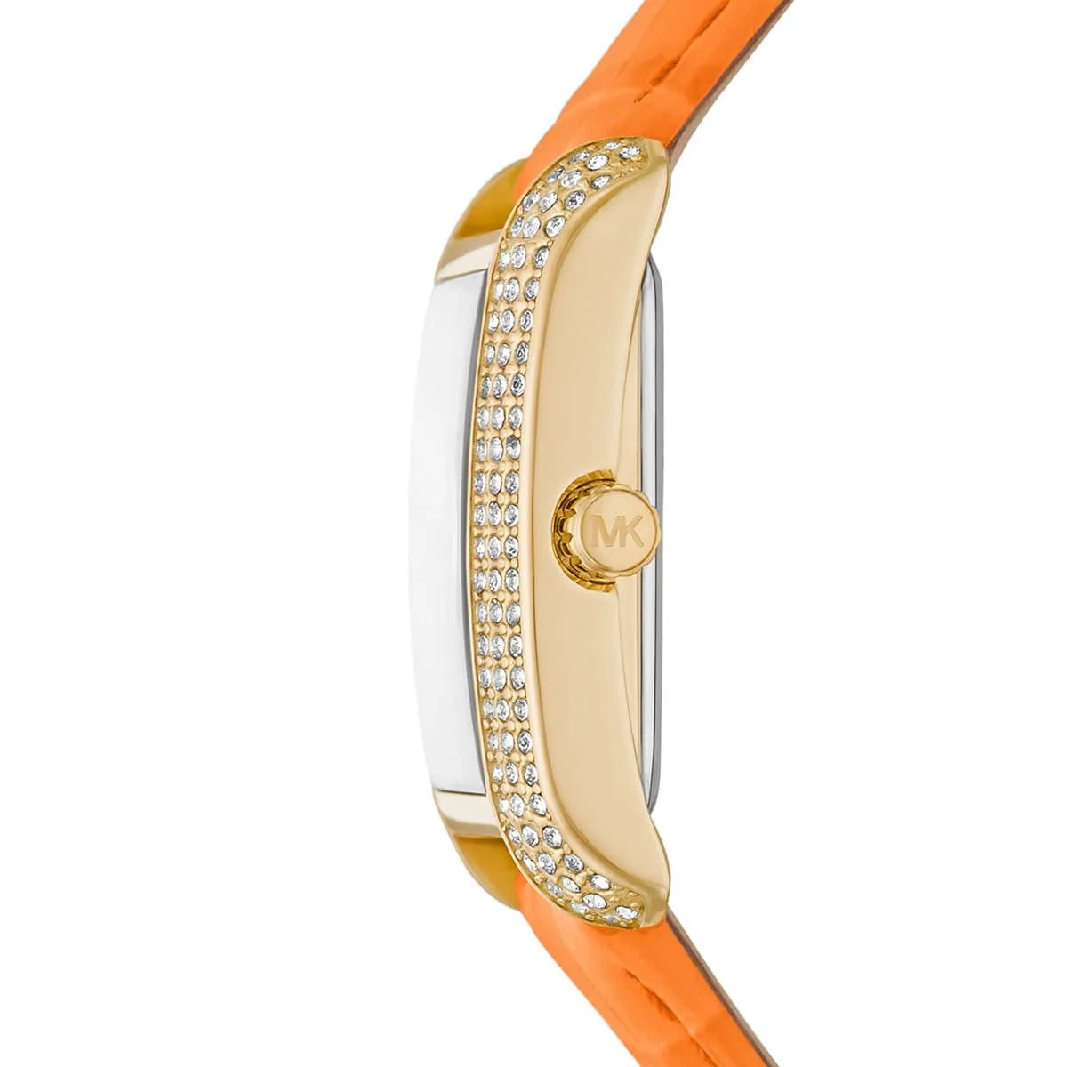 Michael Kors Emery Pavé Gold-Tone and orage leather strap Women's Watch - MK2983