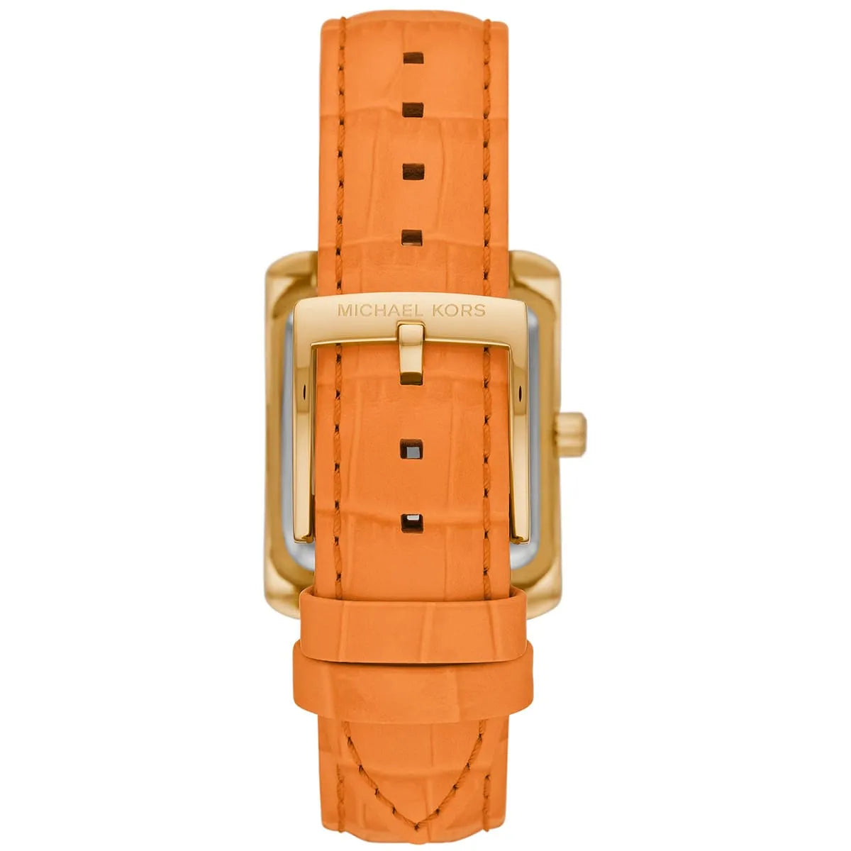Michael Kors Emery Pavé Gold-Tone and orage leather strap Women's Watch - MK2983