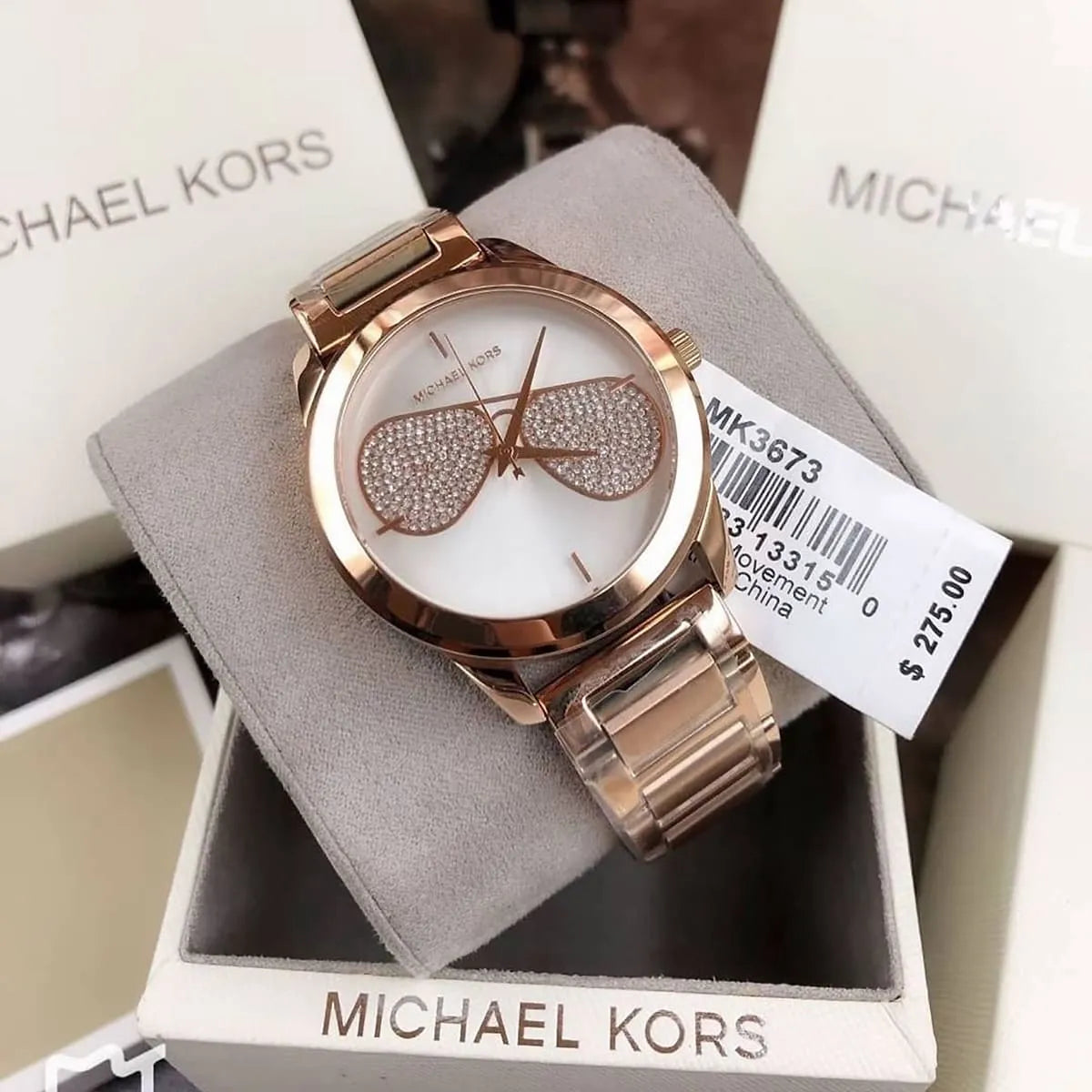 Michael Kors MK3673 watch in original packaging with white brand box and product tag