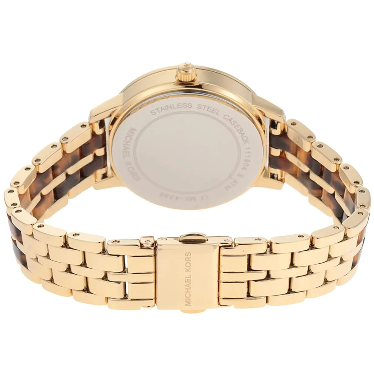 Michael Kors Melissa MK4395 gold and tortoise acetate bracelet with fold-over clasp