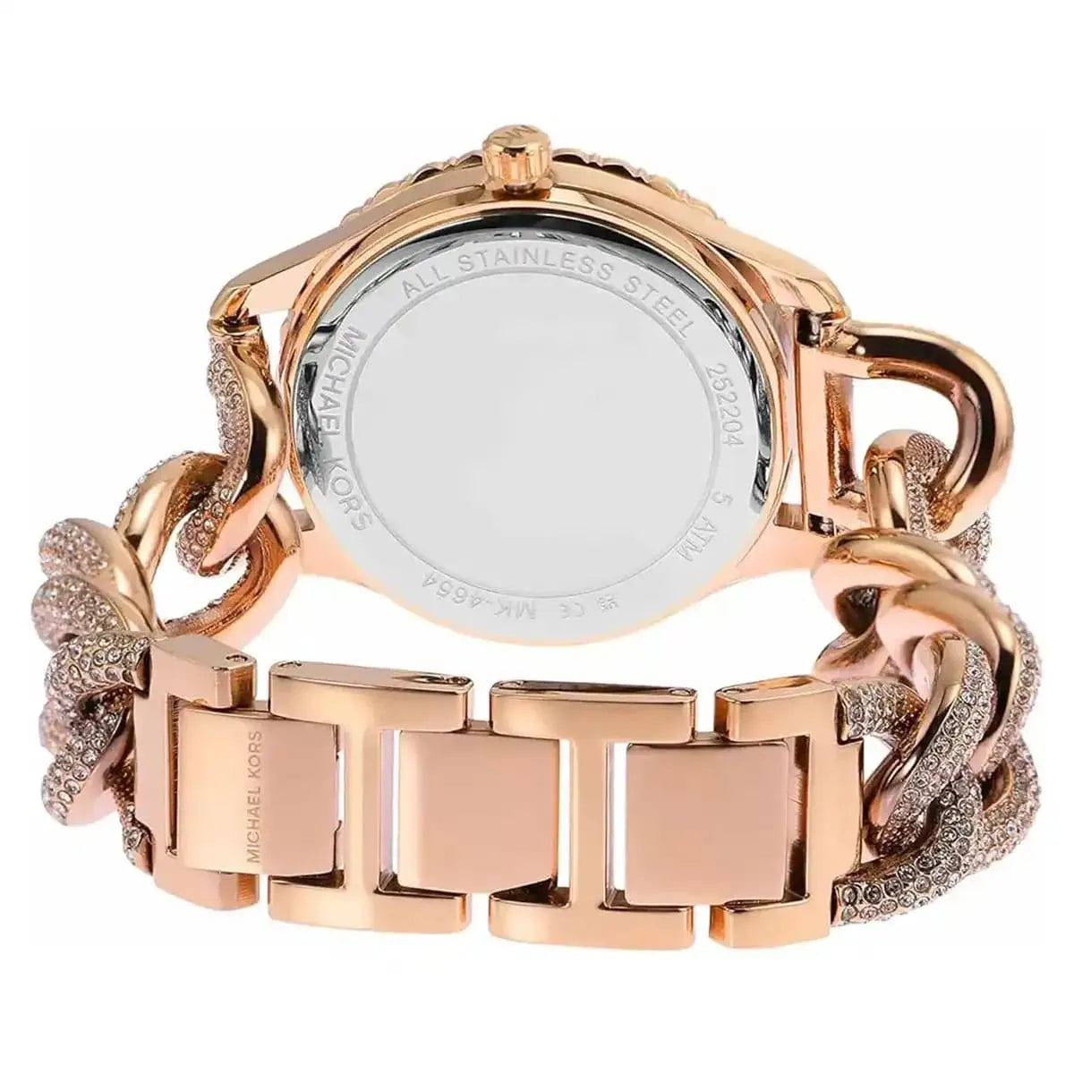 Michael Kors Pyper Gen 4654 dial detail with three subdials and rose gold accents