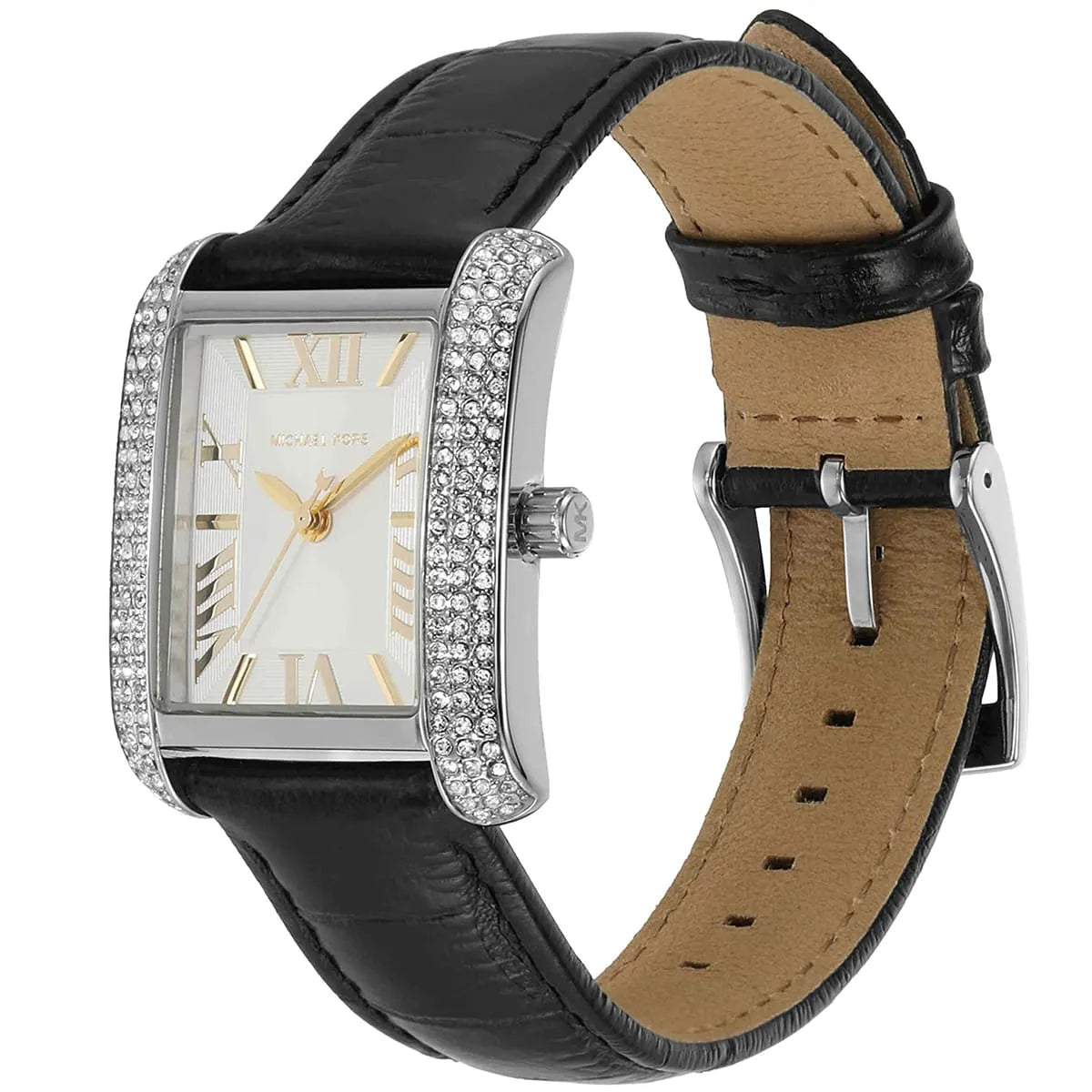 Michael Kors Emery Emery Pavé Silver-Tone and Black Leather - MK4696