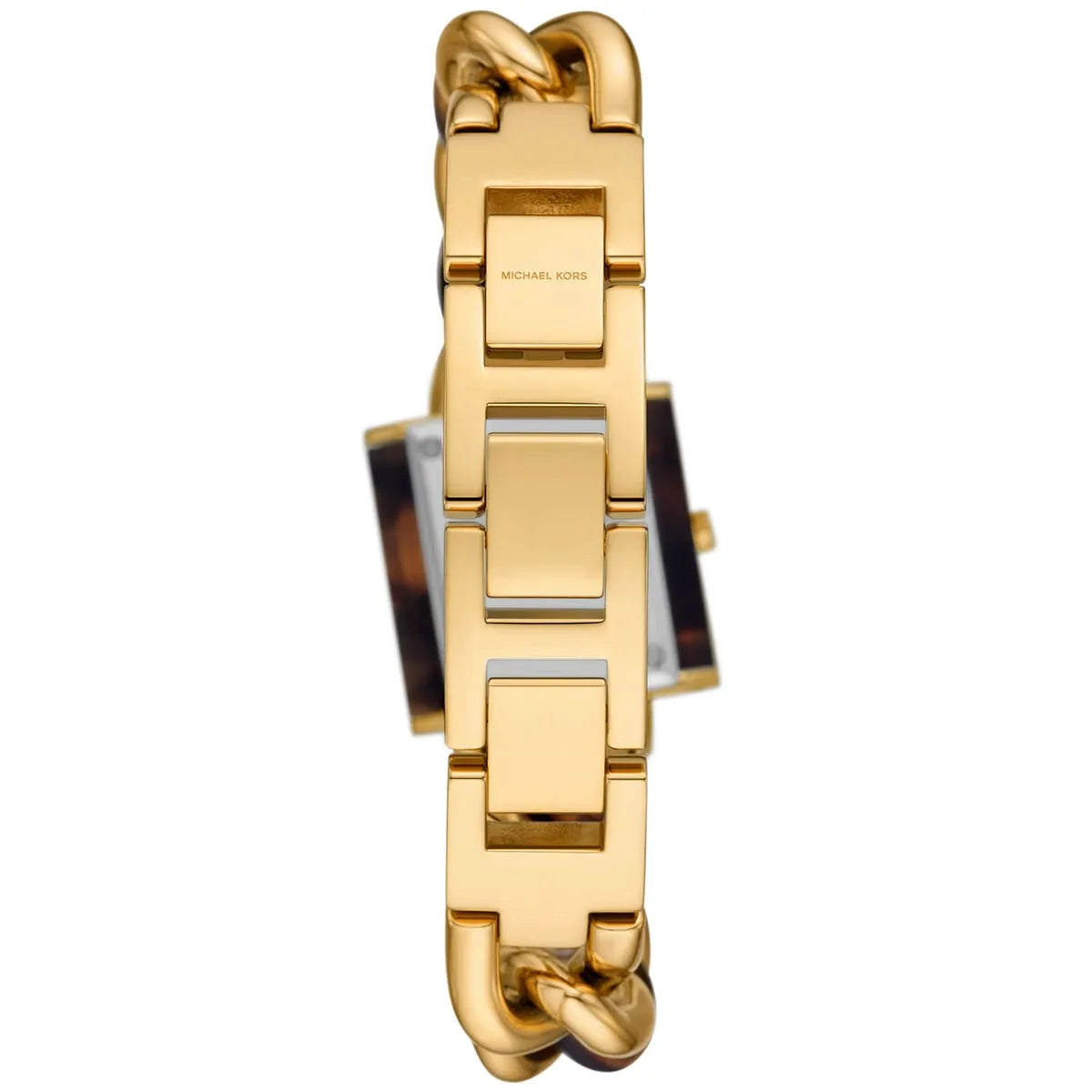 MK4808 Chain Lock watch side profile showing tortoiseshell rectangular case