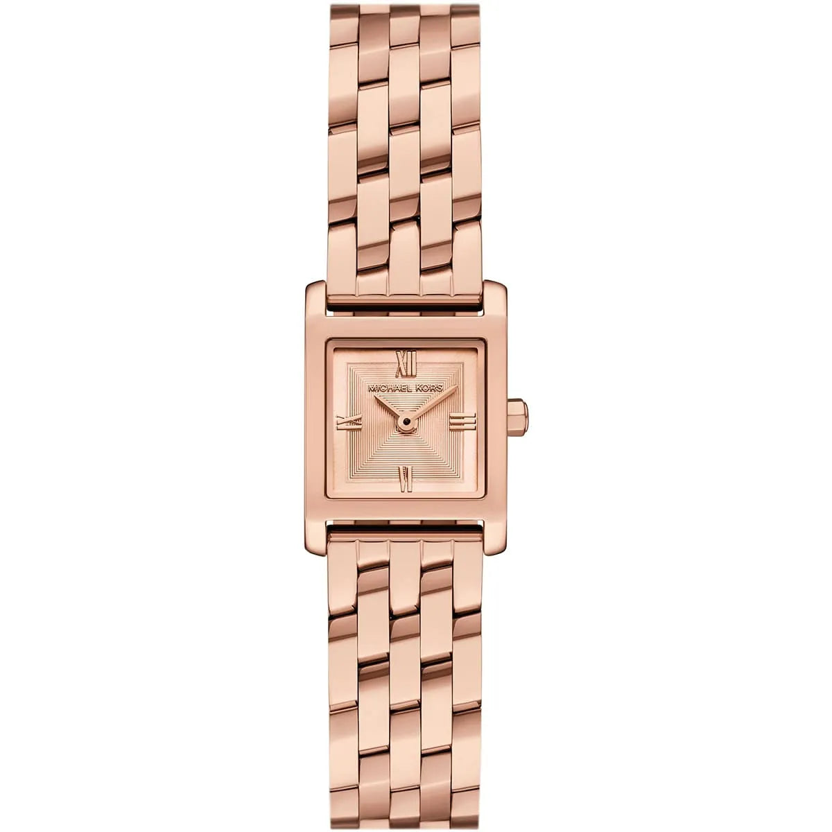 Michael Kors Georgie MK4932 rose gold watch with square dial and rose gold stainless steel bracelet