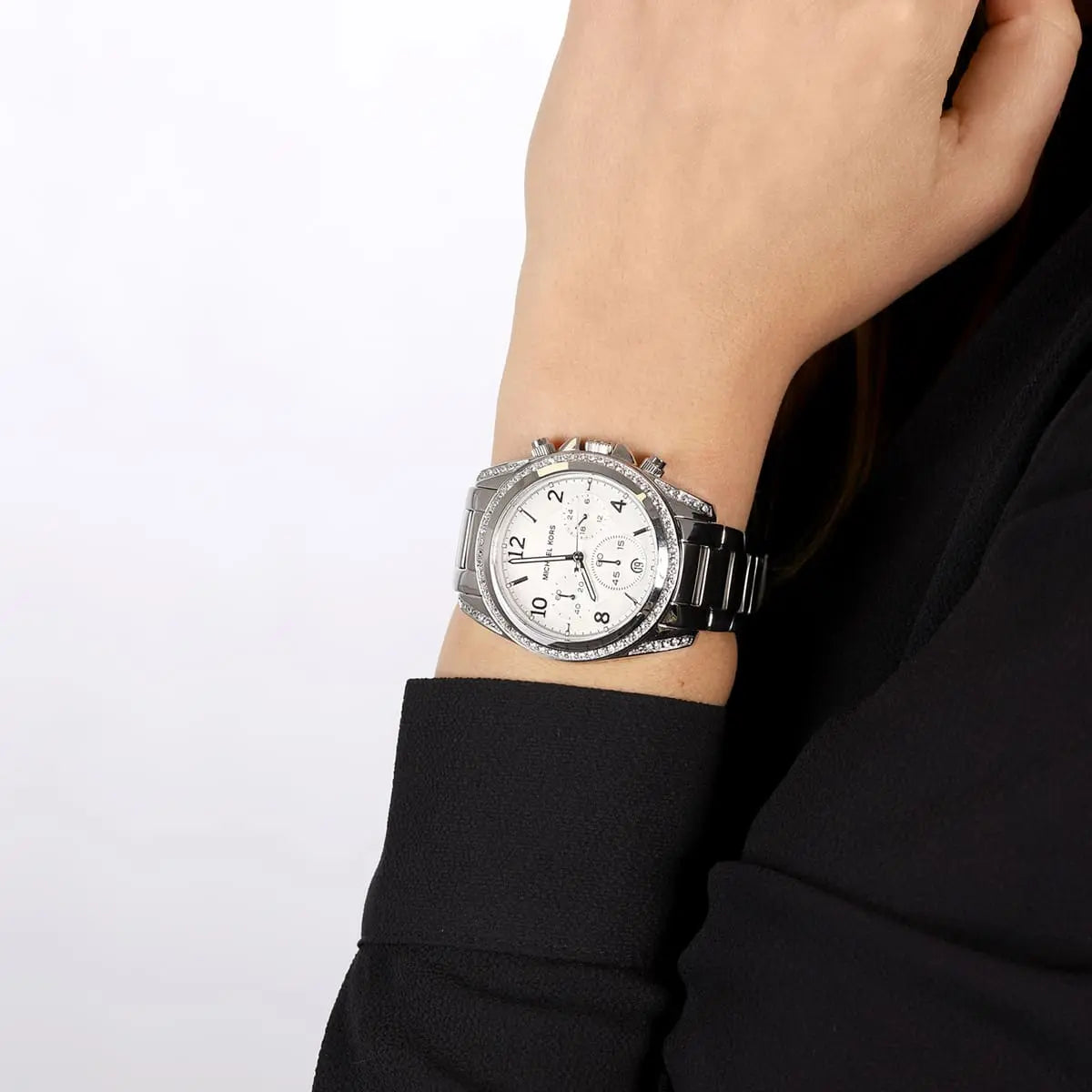Michael Kors Chronograph White Crystal Silver-Tone Women's Watch - MK5165