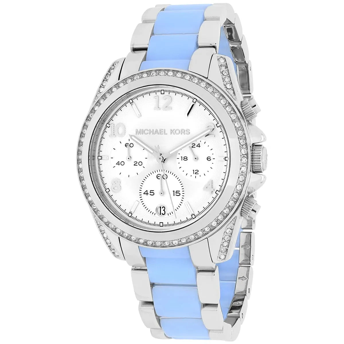 Michael Kors Blair Chronograph Silver Dial with Chambray Acetate Women's Watch - MK6137